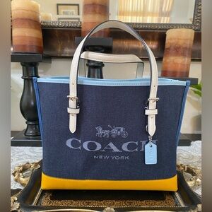 Coach Blue and Yellow Tote Bag